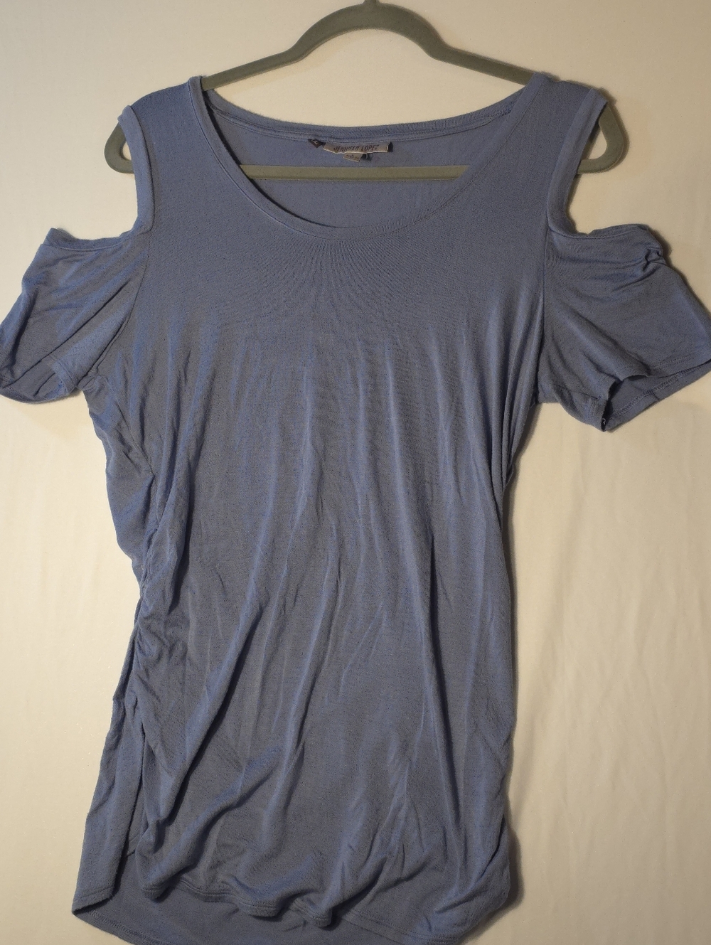 Jennifer Lopez Cold-Shoulder Scoop Neck Tank in Dusty Blue